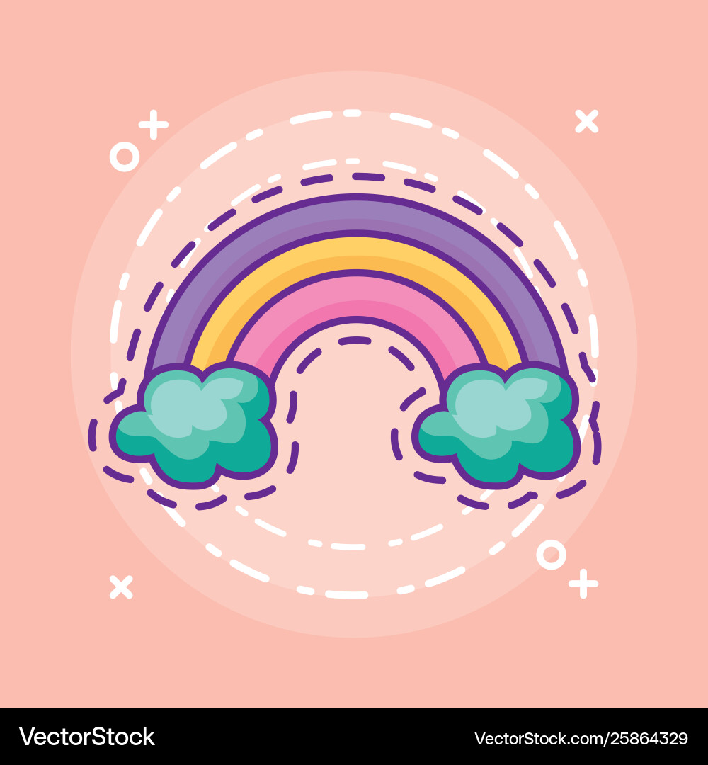 Patch with rainbow and clouds Vector Image