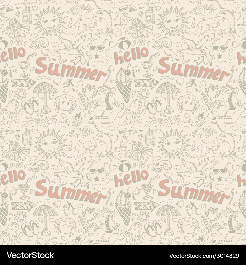 Seamless pattern with sketch drawing summer vector image