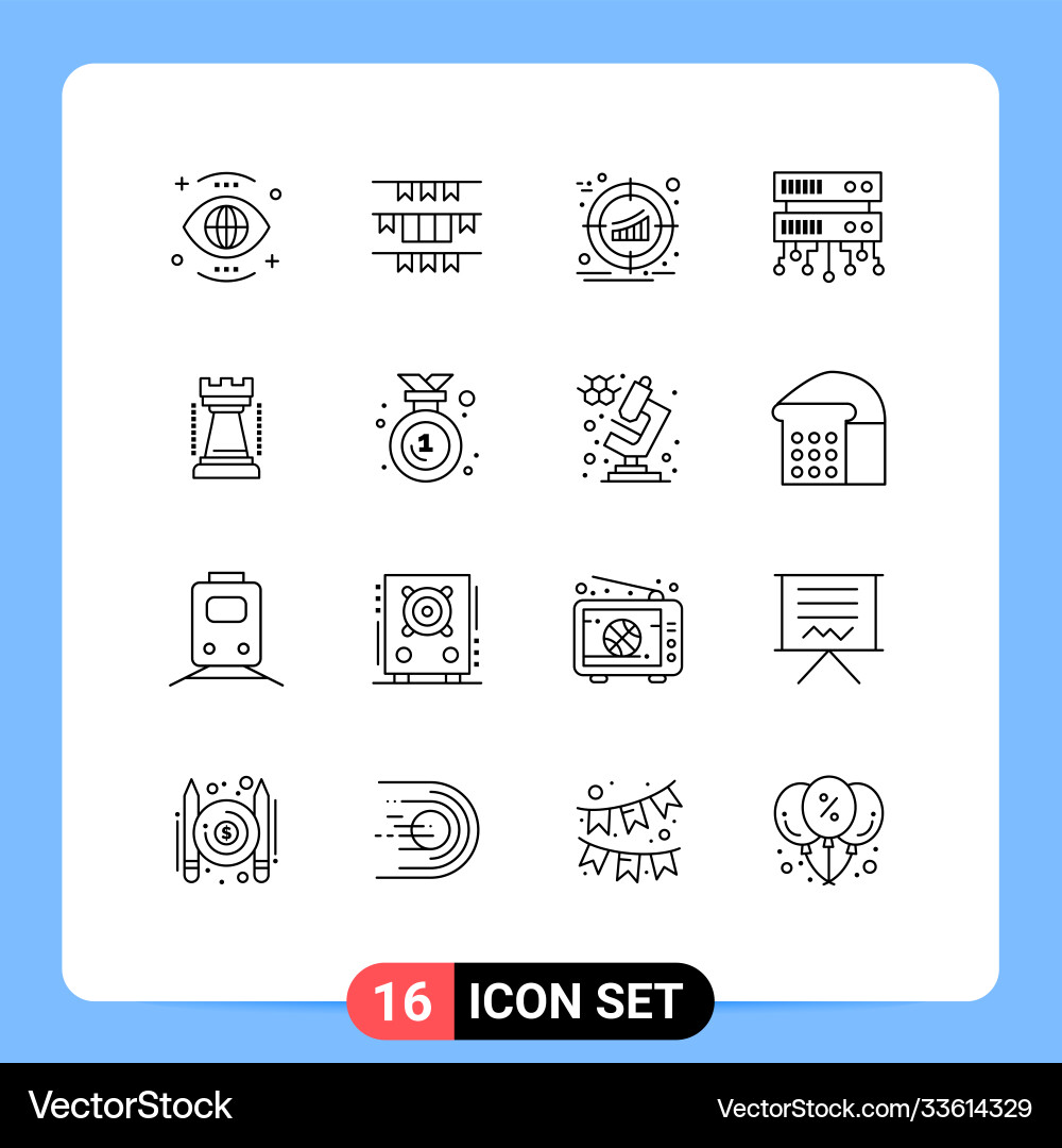 Set 16 outlines on grid for shared web Vector Image