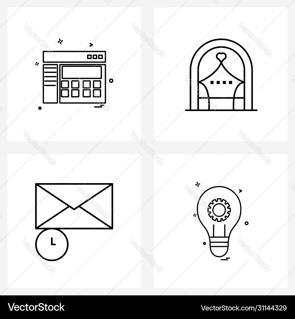 Set 4 simple line icons telephone message Vector Image