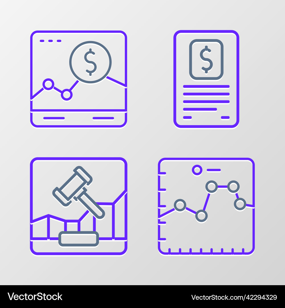 Set line browser with growth graph online Set line browser with growth graph online vector image