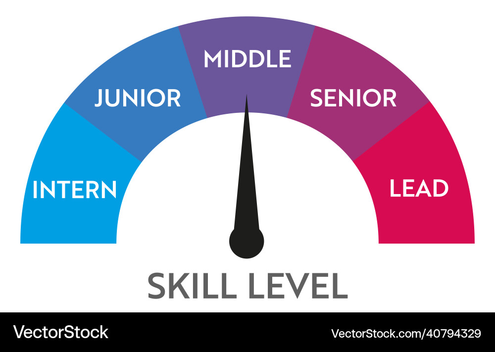 Skill level meter indicator Skill level meter indicator vector image