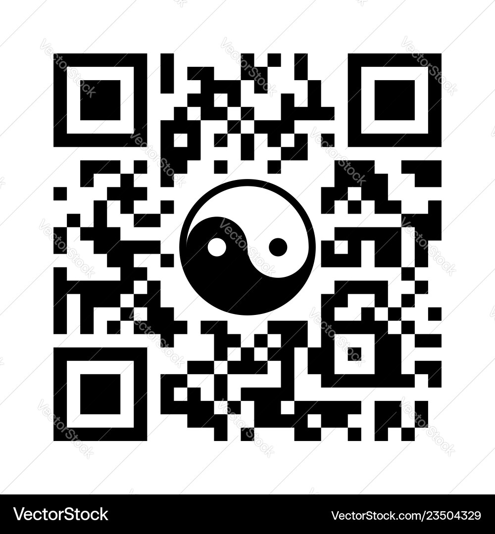 Smartphone readable qr code with yin yang symbol Smartphone readable qr code with yin yang symbol vector image