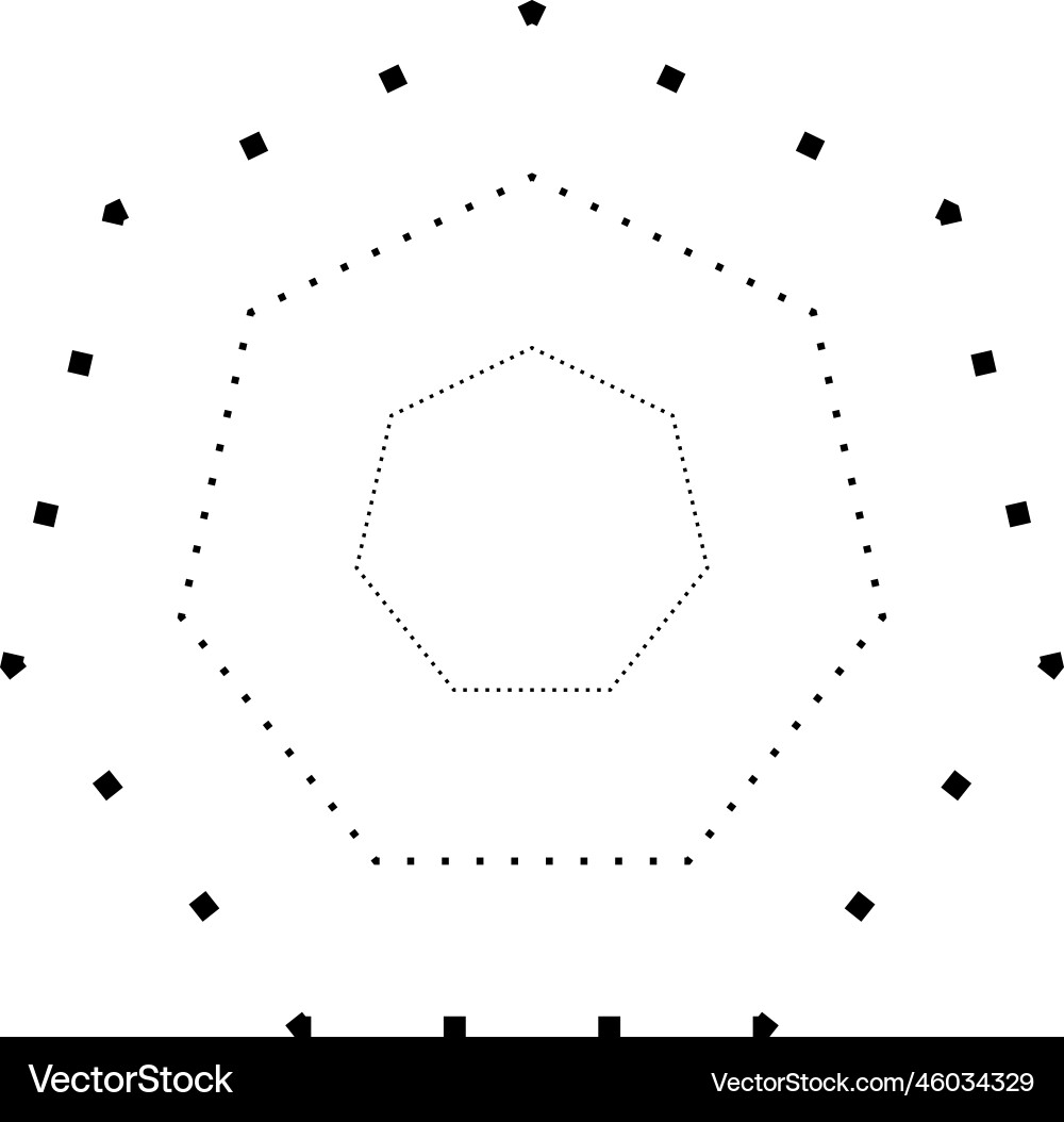 Tracing heptagon shape symbol dashed and dotted Vector Image