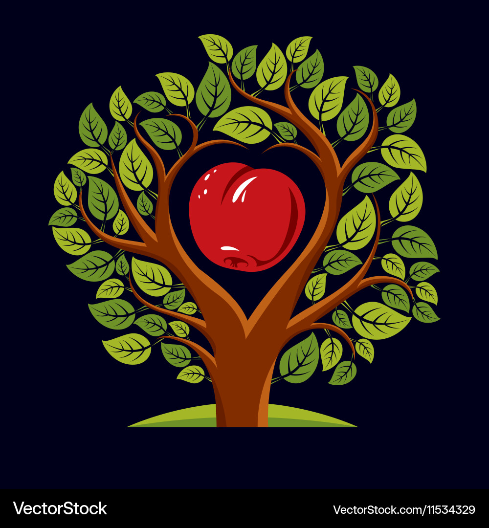 Tree with leaves and branches in the shap vector image