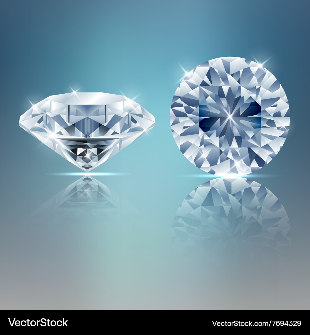 Two Sparkling Diamonds Background Vector Image