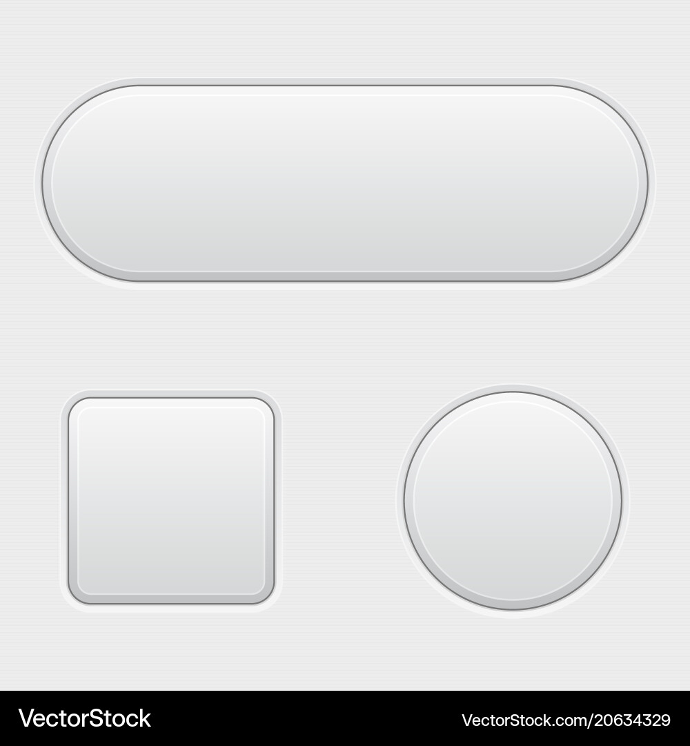 White Matted Buttons - Set of 3D Rounded Buttons vector image