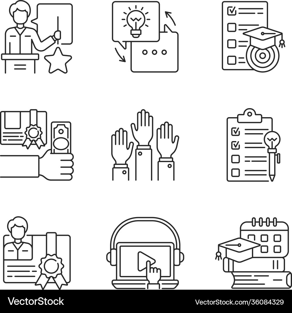 Workshop linear icons set Workshop linear icons set vector image