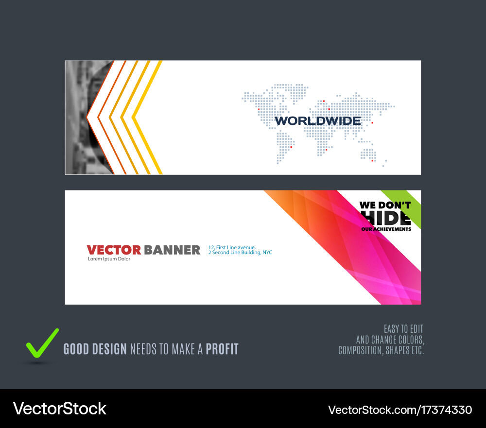 Abstract set of modern horizontal website Vector Image