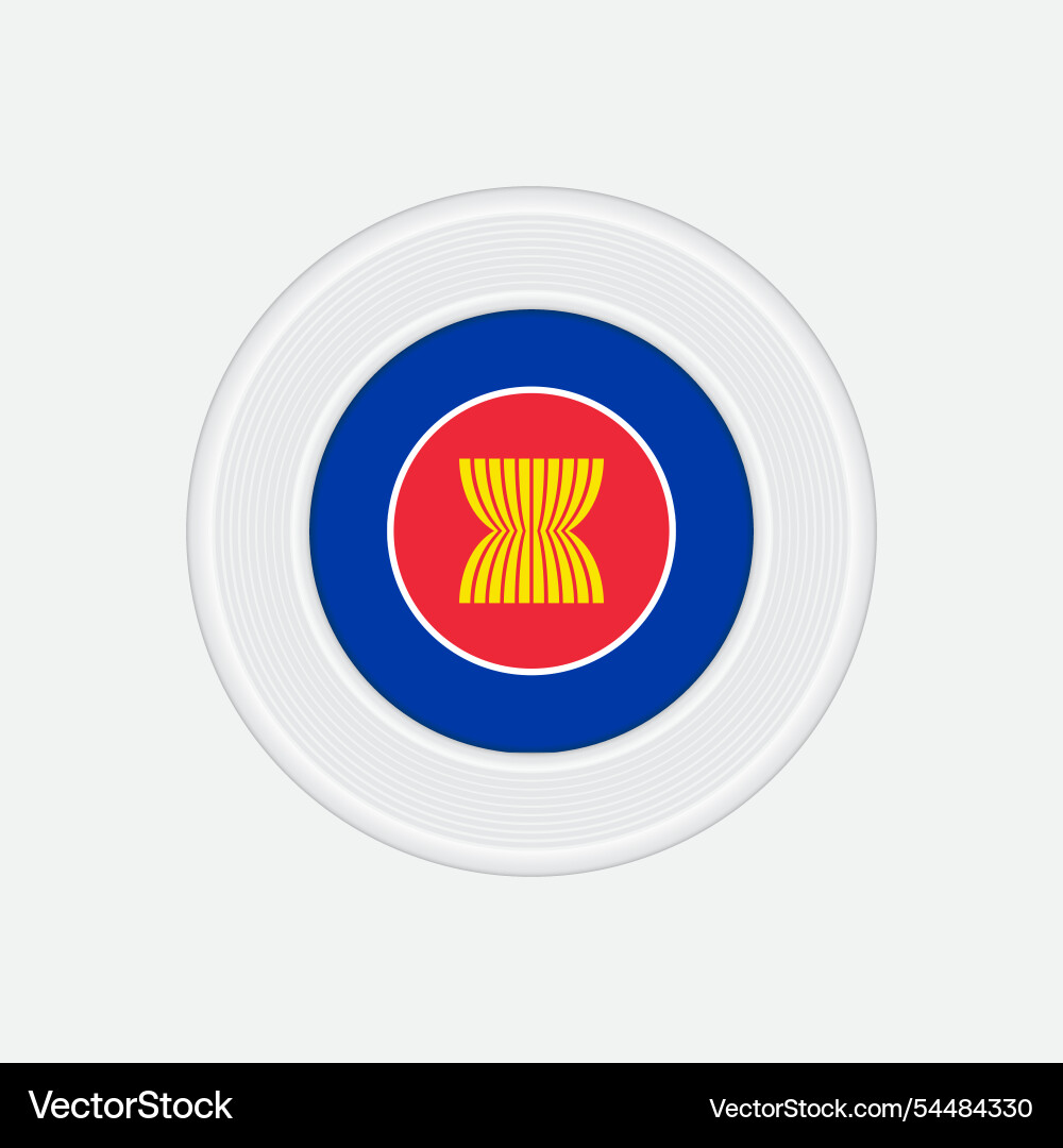 Asean national flag in circle shape with chrome Asean national flag in circle shape with chrome vector image