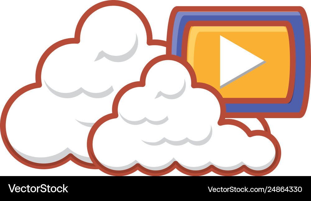 Cloud computing server with media player button Vector Image