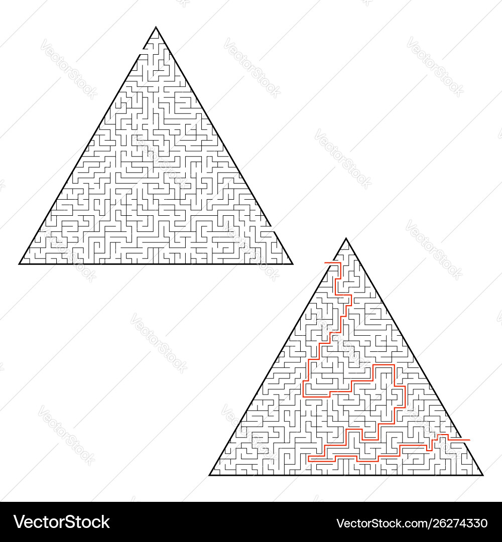 Difficult triangular labyrinth game for kids vector image