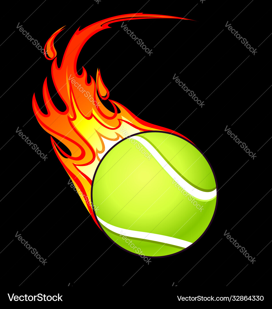 Flaming Tennis Ball Vector Image