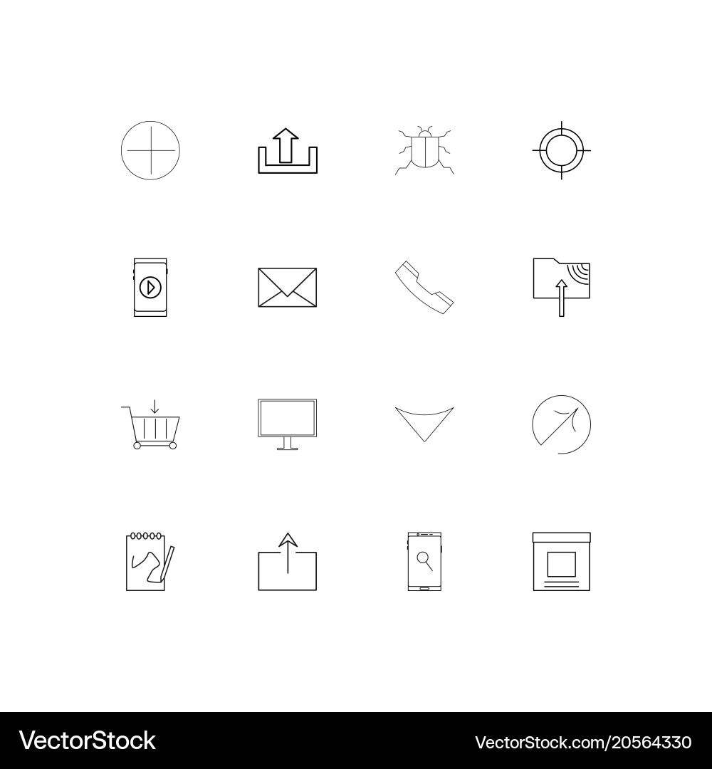 Internet technologies simple linear icons set vector image