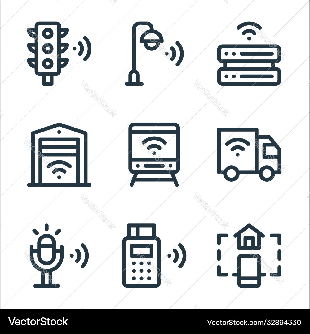 Internet things line icons linear set quality Internet things line icons linear set quality vector image