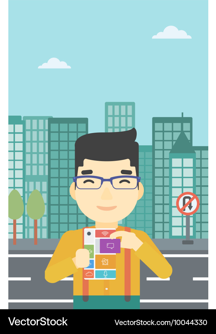 Man with modular phone vector image