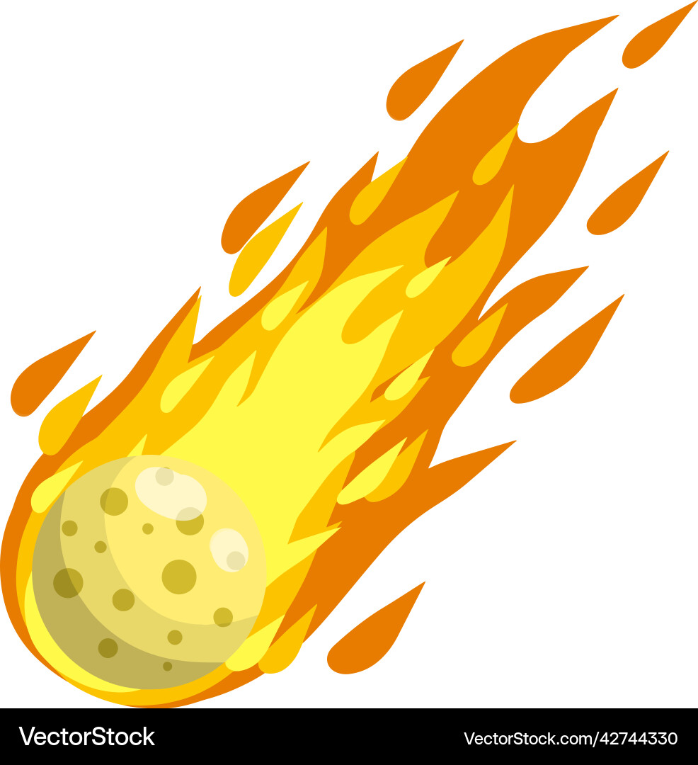 Meteor with trail of fire celestial object Meteor with trail of fire celestial object vector image