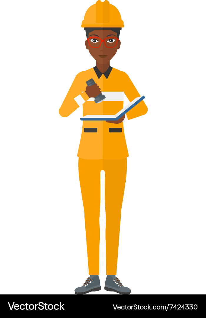 Miner checking documents Vector Image
