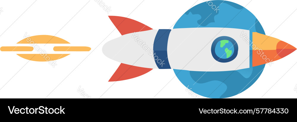 Minimalist rocket with circular orbit path icon vector image