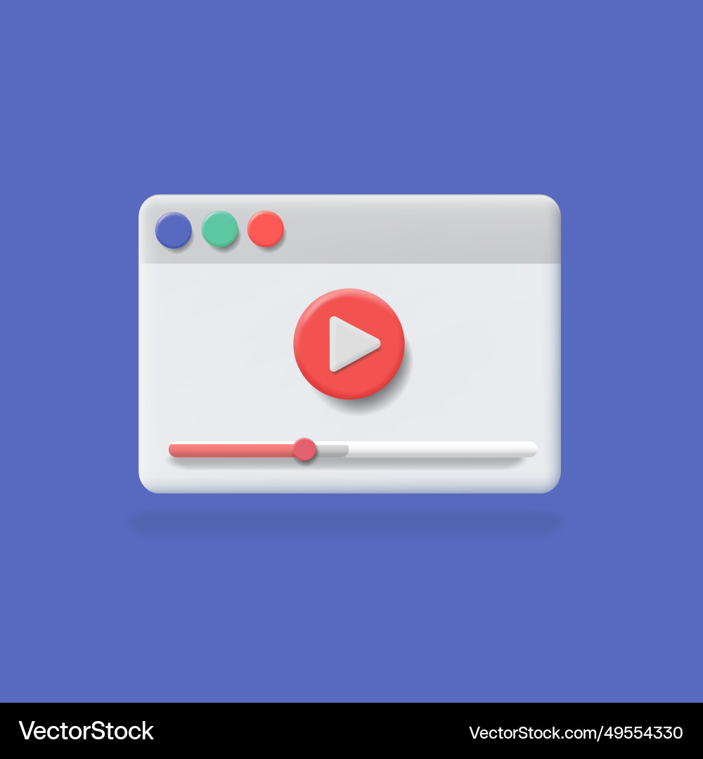 Online video browser with play tutorial button vector image