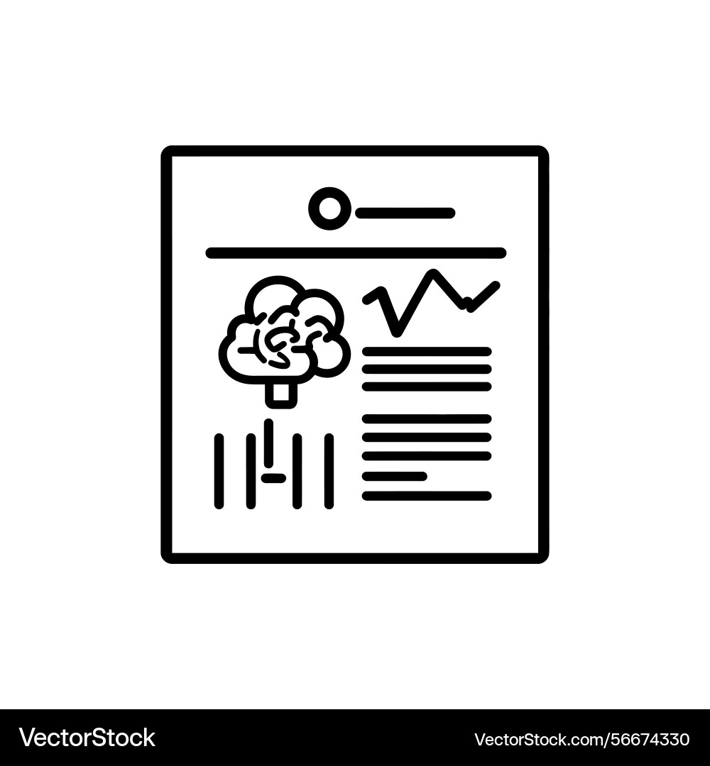 Paper icon featuring brain data graph and lines Vector Image