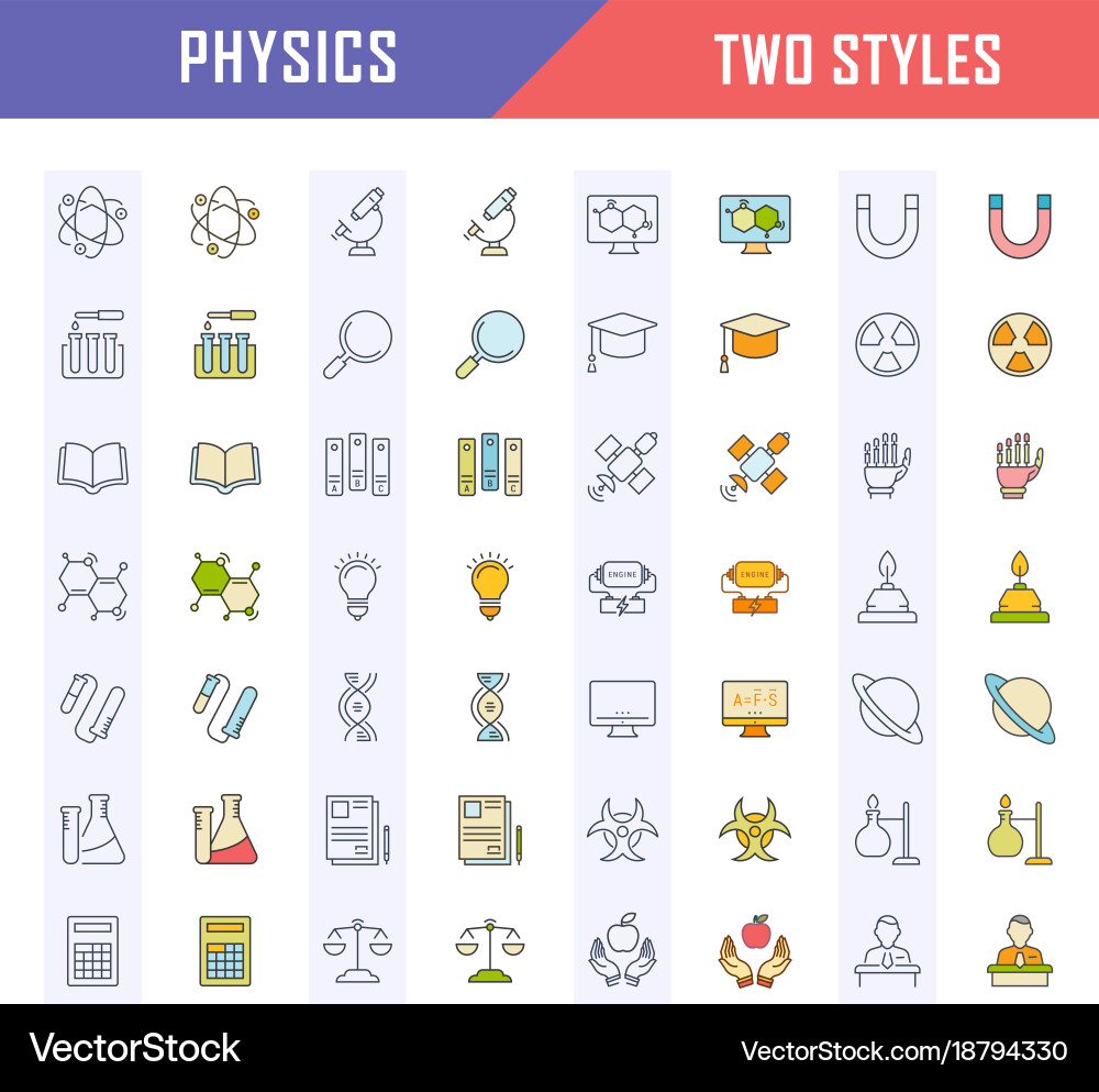 Physics Line Icons - Science Collection vector image
