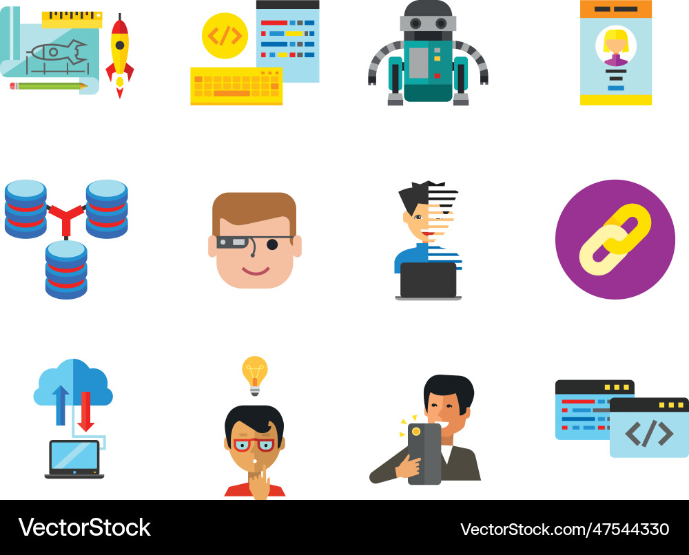 Programming icon set vector image