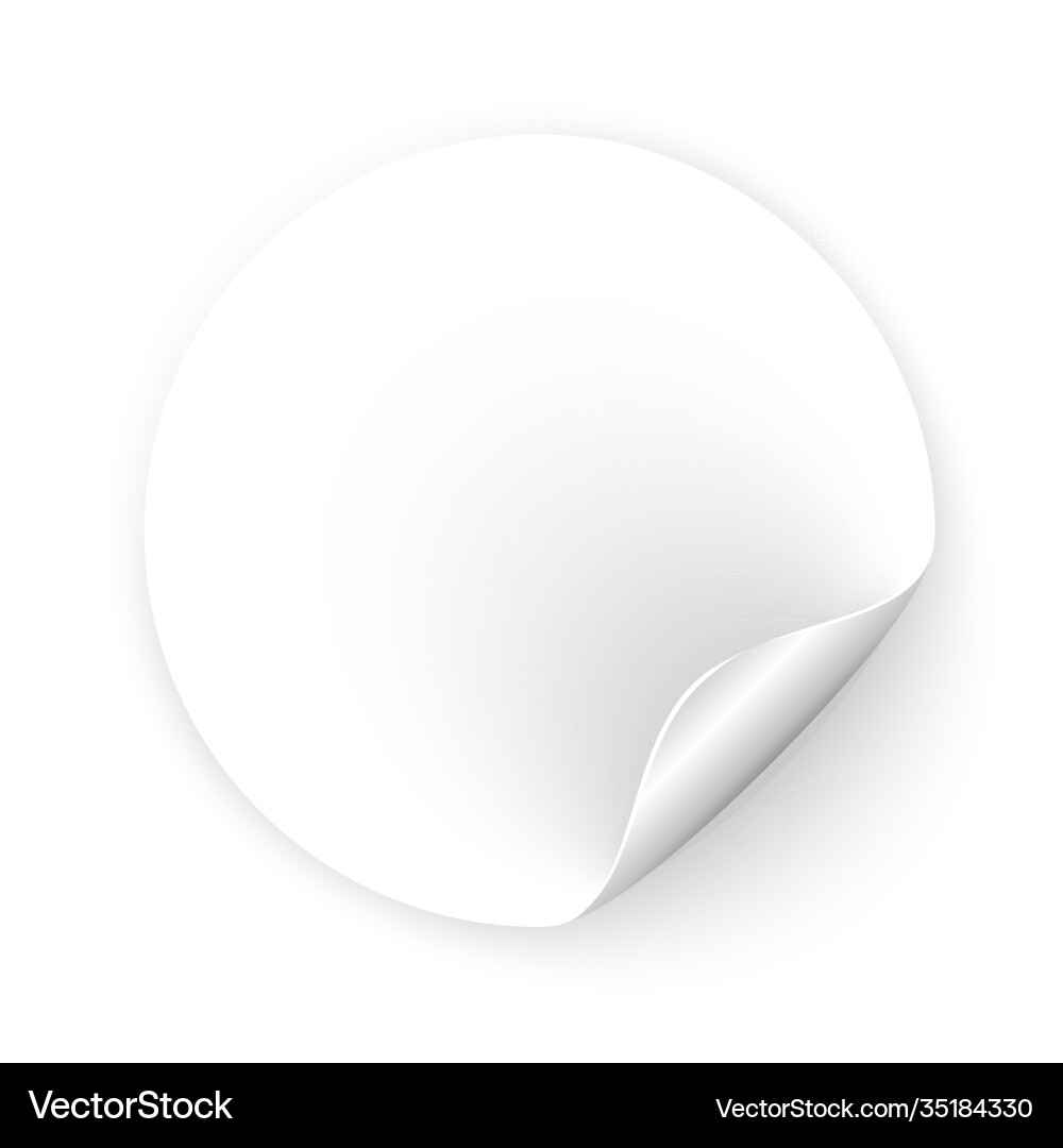 Round empty sticker with rolled corner and shadow Round empty sticker with rolled corner and shadow Vector Image
