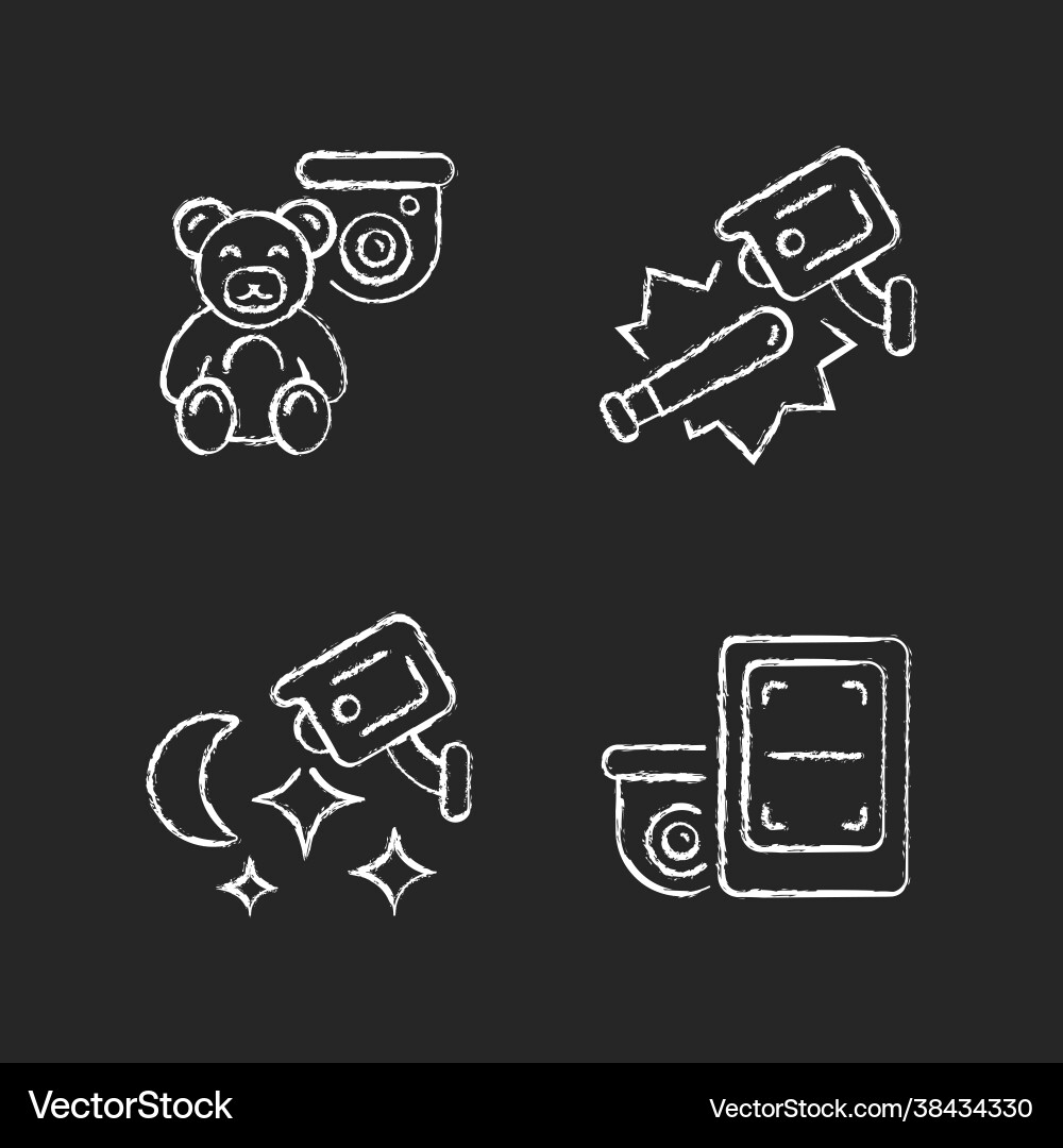 Security monitoring solution chalk white icons Security monitoring solution chalk white icons vector image