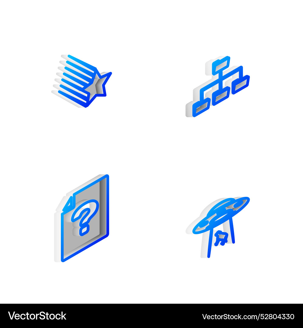 Set isometric line folder tree falling star Set isometric line folder tree falling star vector image
