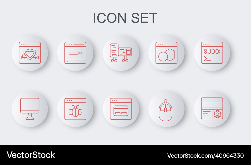 Set line debugging computer monitor screen mouse Set line debugging computer monitor screen mouse vector image