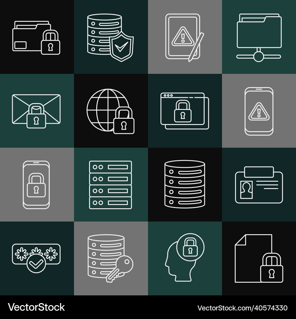 Set line document and lock identification badge Set line document and lock identification badge vector image
