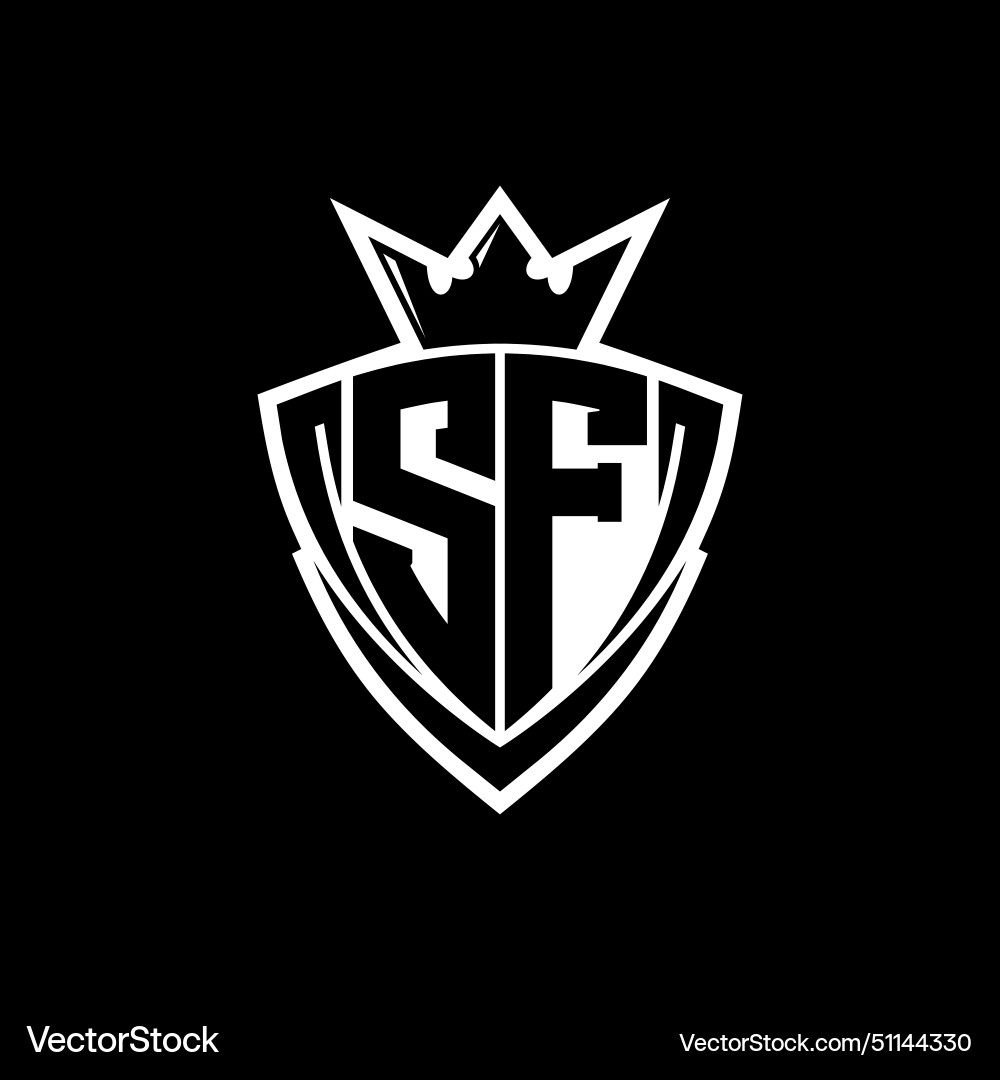 Sf letter logo with sharp triangle shield shape Vector Image