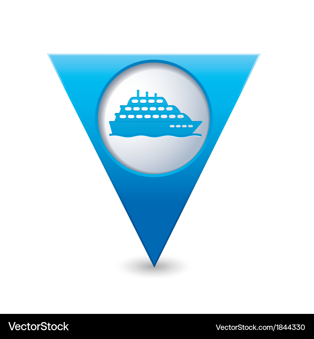 Ship icon map pointer blue vector image