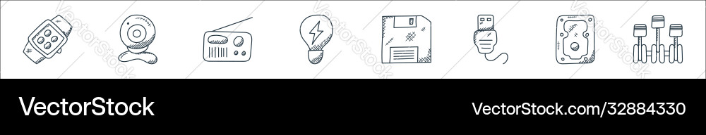 Technology line icons linear set quality Technology line icons linear set quality vector image