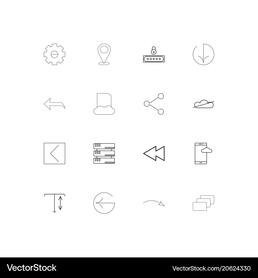 Web and text simple linear icons set outlined Vector Image