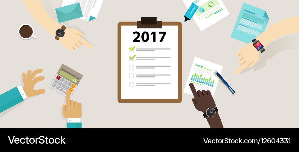 2017 target goals task list check new year vector image