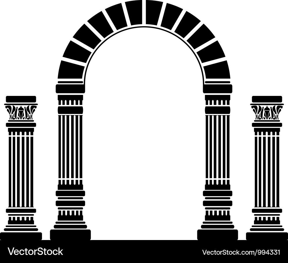 Classical Greek Columns & Arch Stencil Vector Image