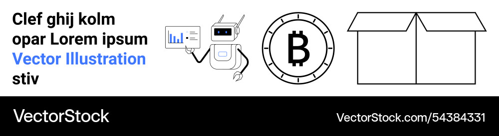 Conceptual elements including robot bitcoin vector image
