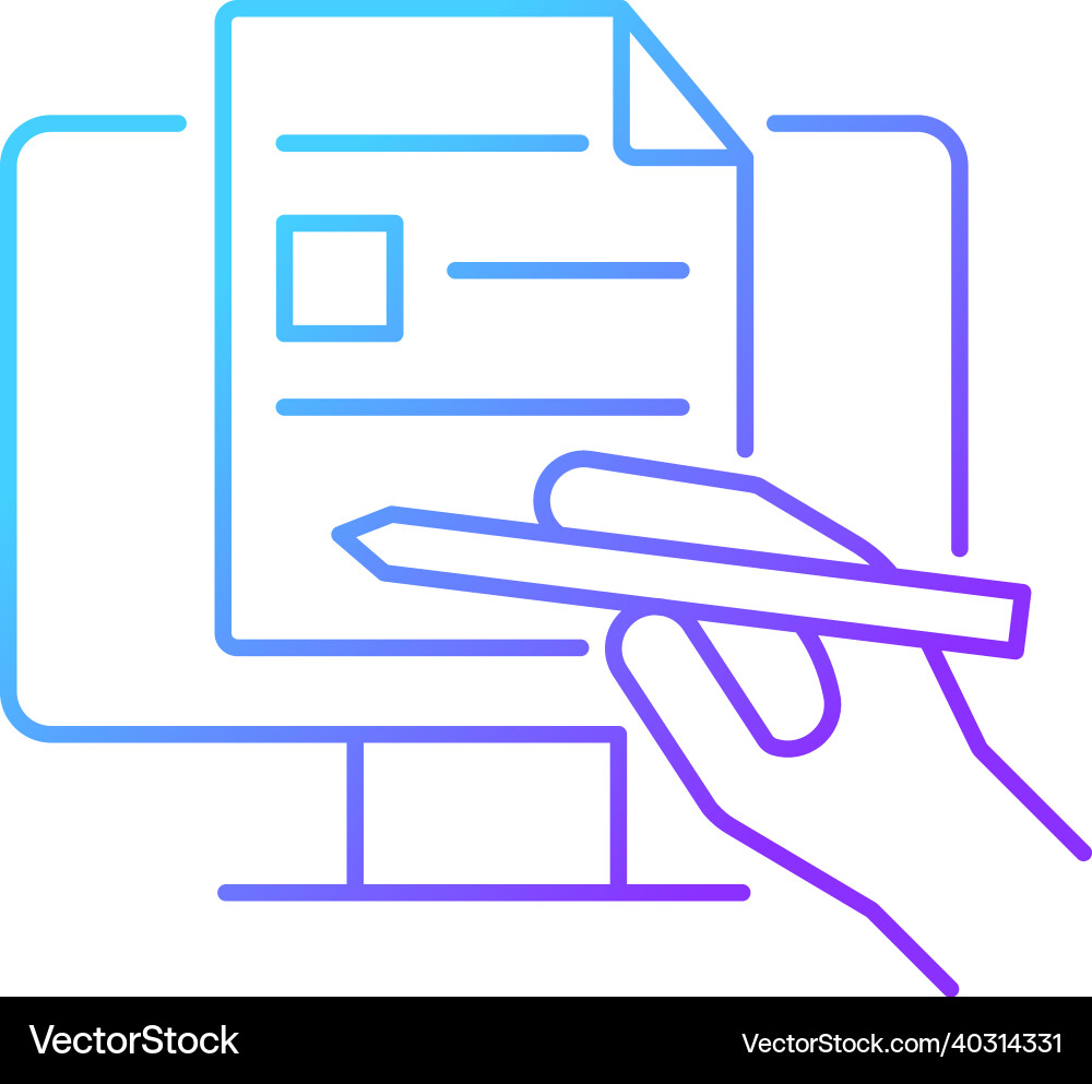 Digital writing gradient linear icon Digital writing gradient linear icon vector image