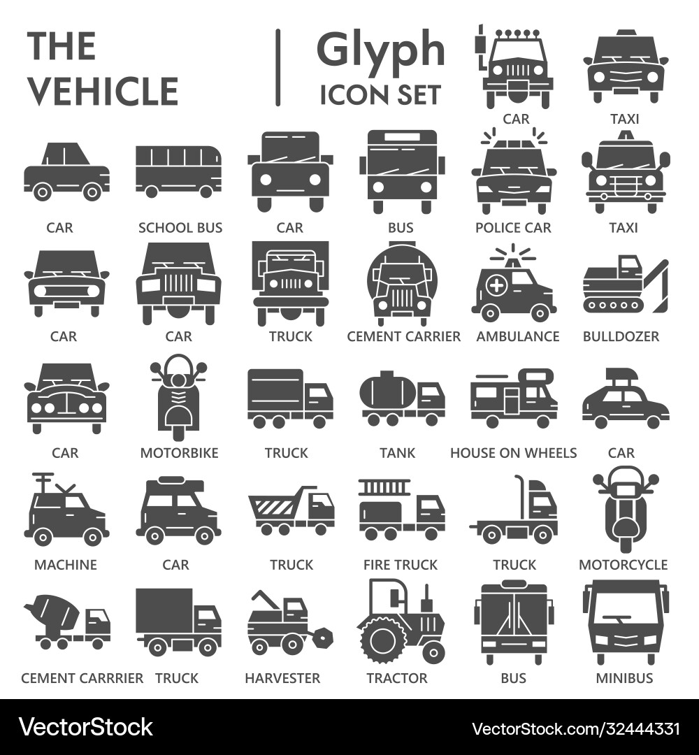 Fahrzeug solide Icon setzen Transportsymbole Fahrzeug solide Icon setzen Transportsymbole vektorbild