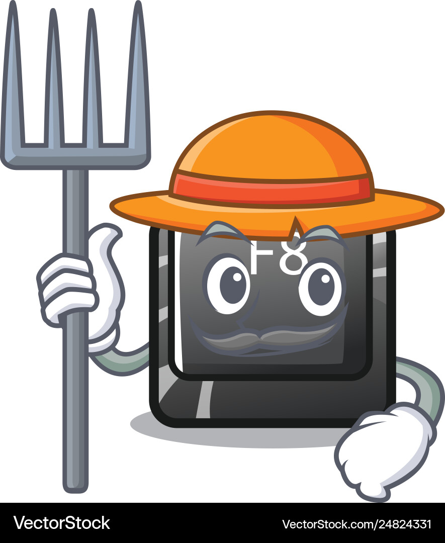 Farmer button f8 in shape character vector image