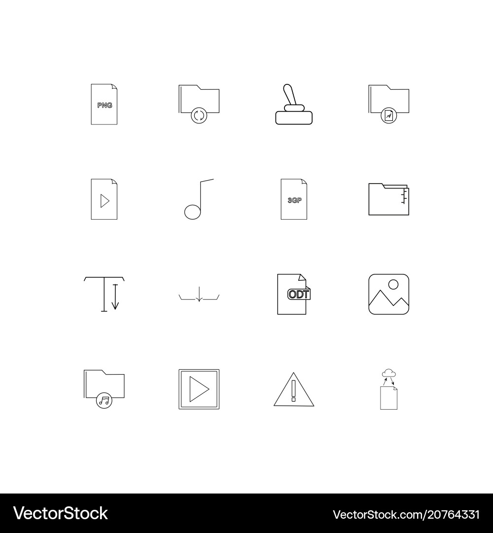Files and folders sign linear thin icons set Vector Image