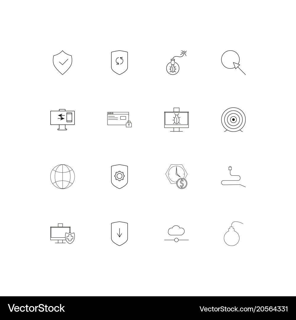 Internet security simple linear icons set vector image