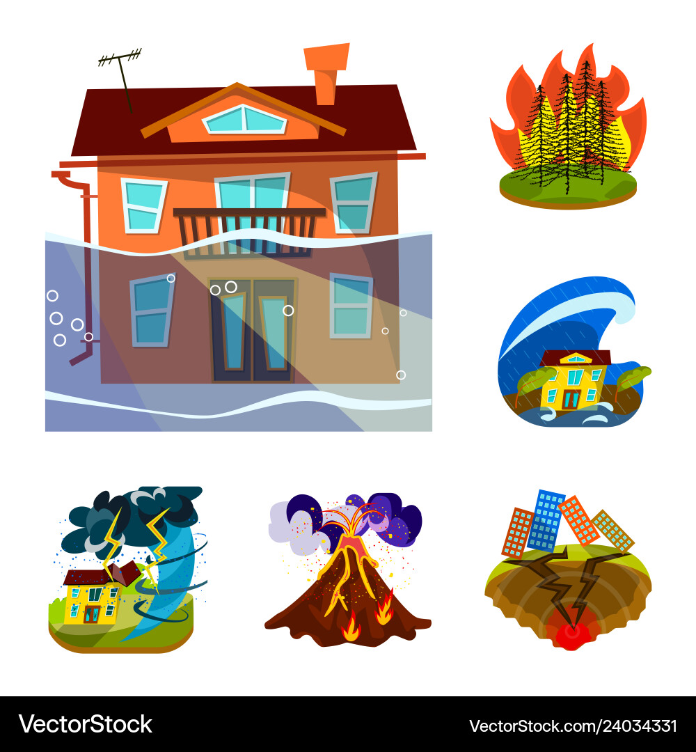 Isolated object of cataclysm and disaster icon vector image