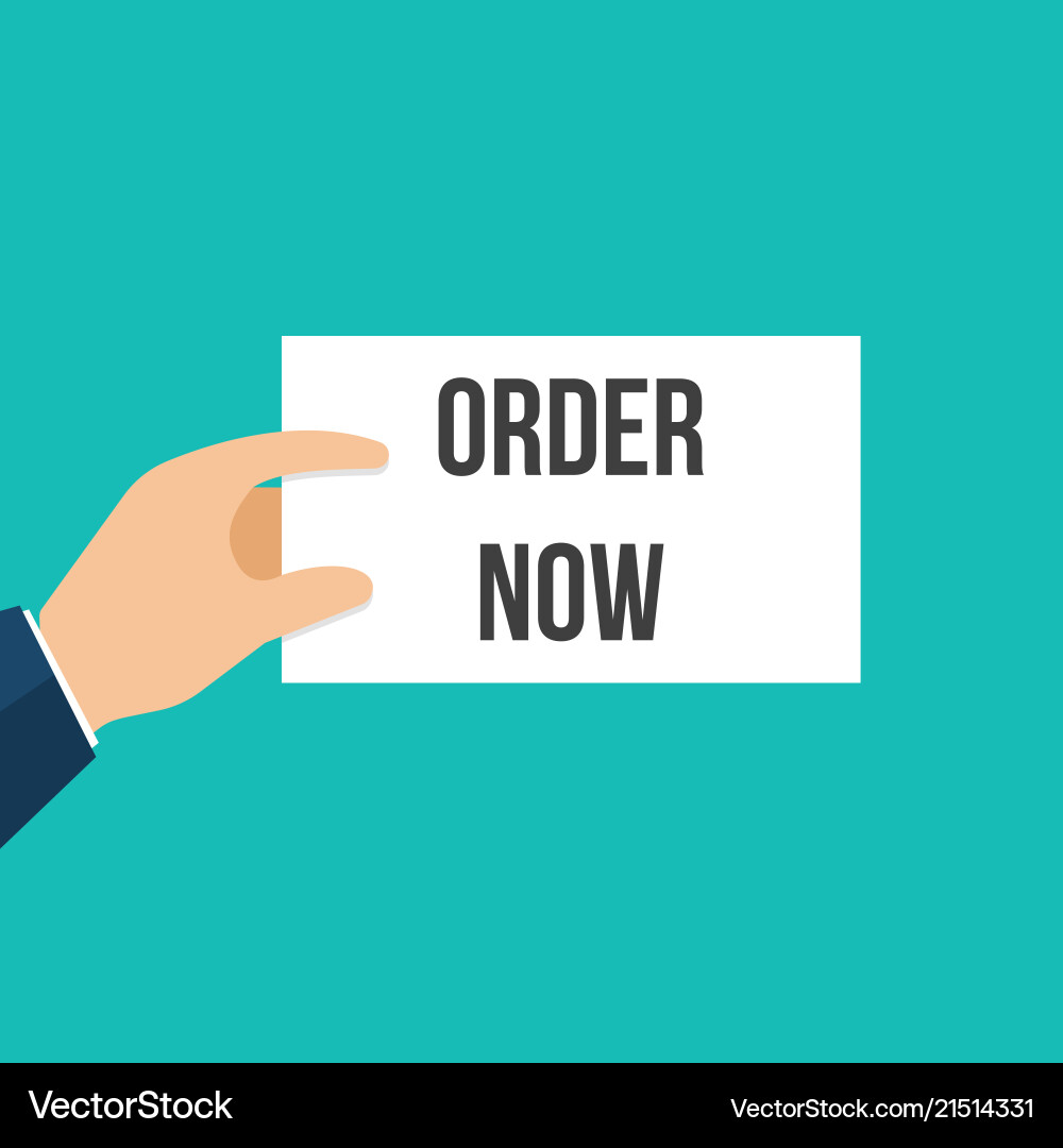 Man showing paper order now text vector image