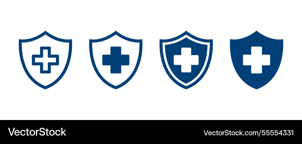Medical health protection shield with cross icons Medical health protection shield with cross icons vector image