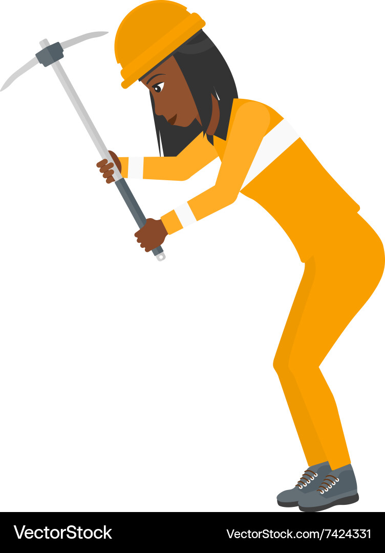 Miner working with pick vector image