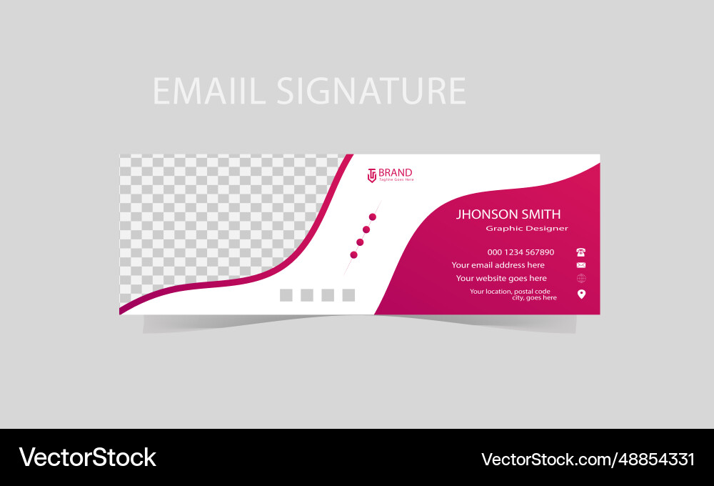 Modern email signature template design simple vector image