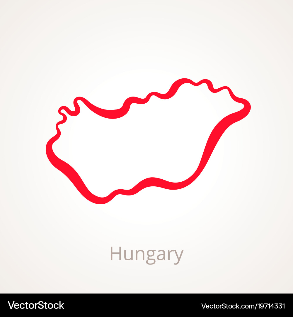 Outline map of hungary marked with red line vector image